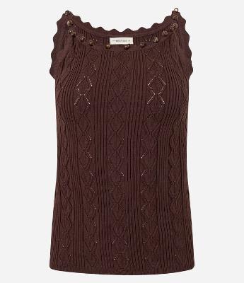 Blusa em Tricô com Decote Canoa com Miçangas