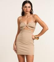 Vestido Curto em Crepe com Busto Pespontado e Recortes - 2