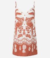 Vestido Curto de Alça em Viscolinho com Estampa Tropical - 1