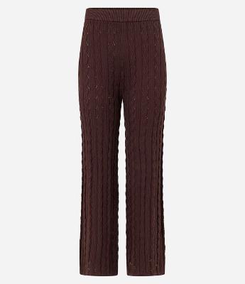 Calça Reta Cintura Alta em Tricô com Mix de Pontos