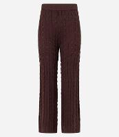 Calça Reta Cintura Alta em Tricô com Mix de Pontos - 1