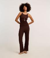 Calça Reta Cintura Alta em Tricô com Mix de Pontos - 3