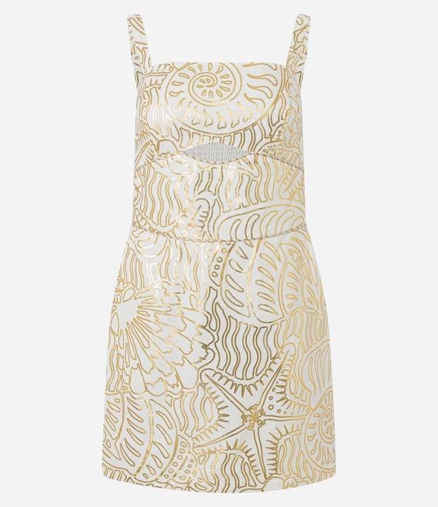 Vestido Curto de Alça em Viscolinho com Estampa Foil - 1