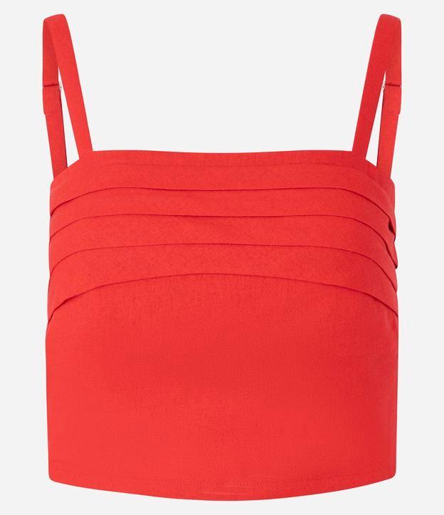 Blusa Cropped em Viscolinho com Pregas e Lastex - 1