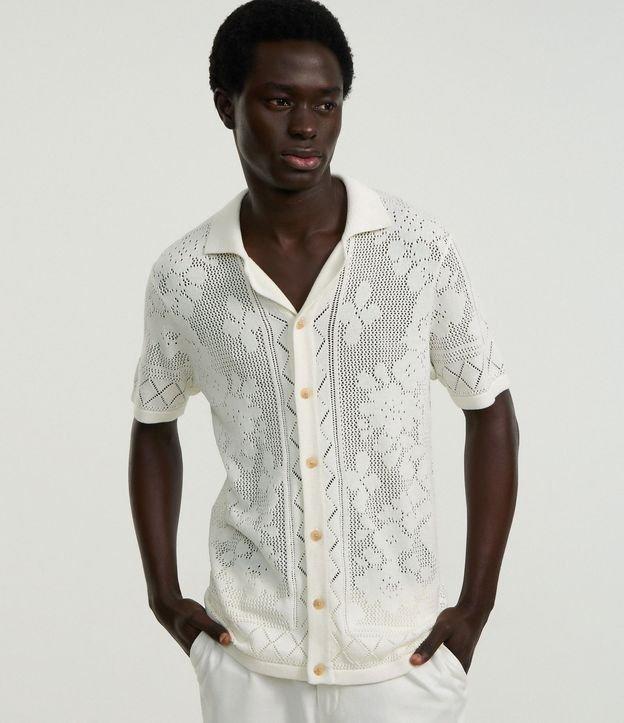 Camisa Regular em Algodão com Textura e Efeito Crochê - 1