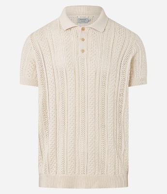 Camisa Polo Texturizada com Pontos Abertas