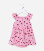 Vestido Body Infantil com Estampa de Cerejas - Tam 0 a 18 Meses - 1