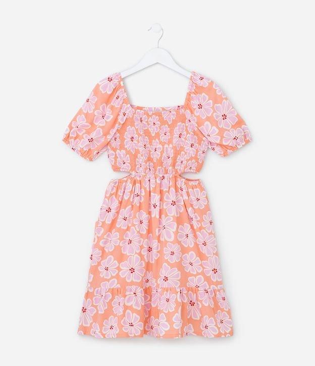 Vestido Infantil com Cut Out e Manga Bufante - Tam 5 a 14 Anos - 1