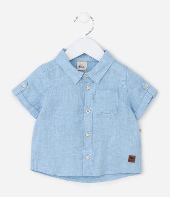 Camisa Infantil em Cambraia com Bolso - Tam 0 a 18 Meses