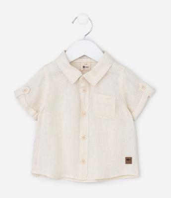 Camisa Infantil em Cambraia com Bolso - Tam 0 a 18 Meses