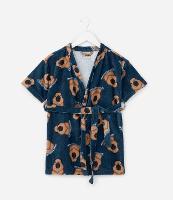 Roupão Infantil Atoalhado com Estampa de Capivara - Tam 3 a 16 Anos - 1