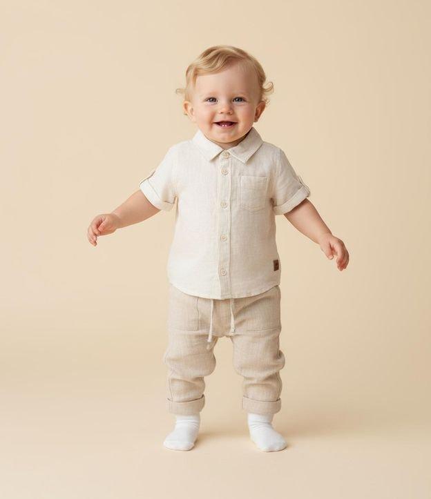 Calça Infantil em Cambraia com Bolso Faca e Barra Dobrada - Tam 0 a 18 Meses - 2