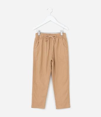 Calça Infantil em Linho com Bolsos - Tam 1 a 6 Anos