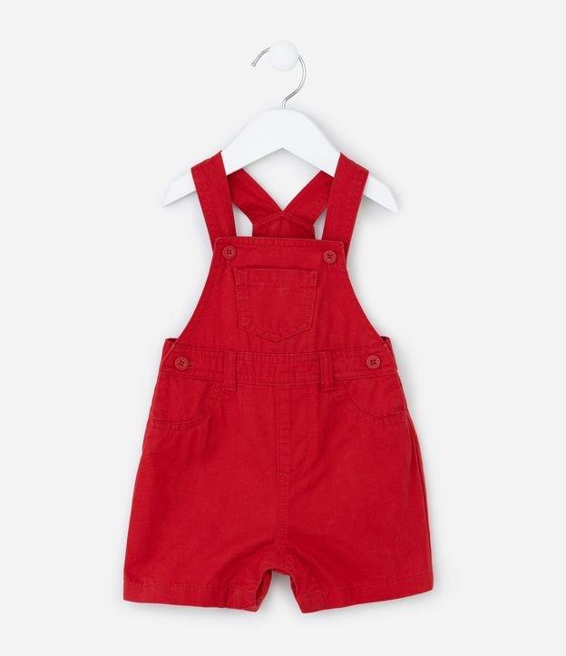 Jardineira Infantil em Sarja com Bolsos - Tam 0 a 18 Meses - 1