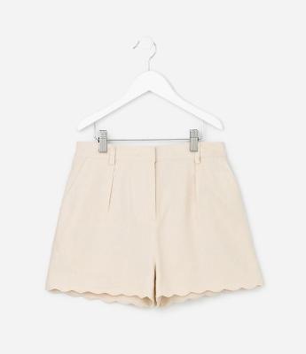 Short Alfaiatado em Viscolinho com Barra Nuvem - Tam 5 a 14 Anos