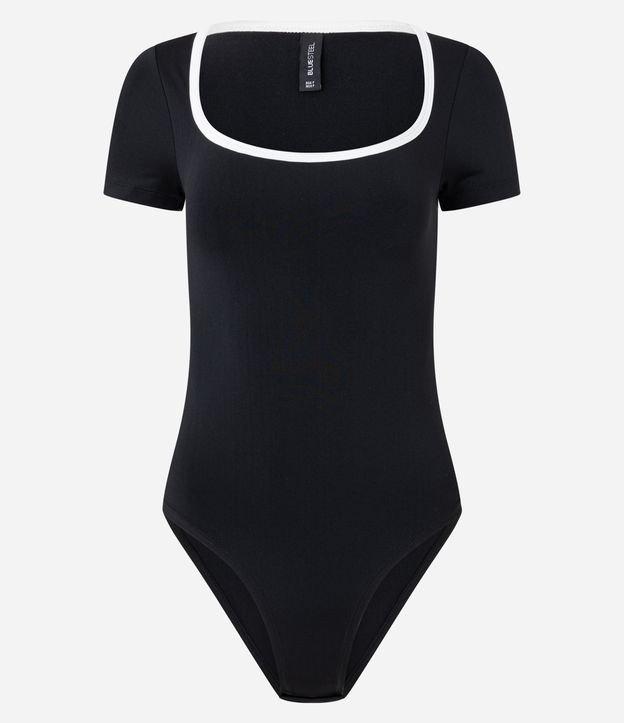 Body em Microfibra com Viés Contrastante no Decote - 1