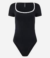 Body em Microfibra com Viés Contrastante no Decote - 1