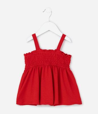 Blusa Infantil em Anarruga com Lastex e Texturizada - Tam 1 a 6 Anos