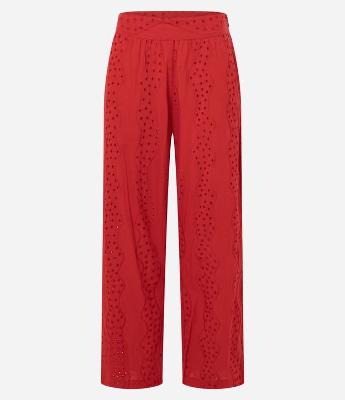 Calça Reta Cintura Alta em Laise com Textura Vazada