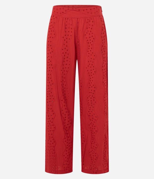 Calça Reta Cintura Alta em Laise com Textura Vazada - 1