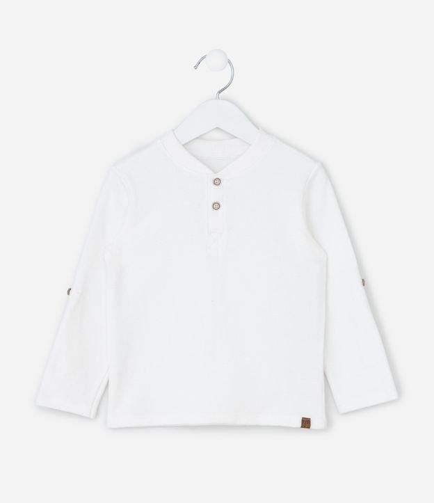 Camiseta Infantil Texturizada com Botão na Manga - Tam 1 a 6 Anos - 1