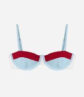 Biquíni Top Meia Taça em Microfibra Texturizada com Bloco de Cores - 1