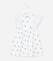 Vestido Infantil em Anarruga com Estampa Poá- Tam 1 a 6 Anos - 1