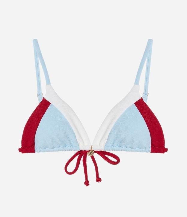 Biquíni Top Cortininha Texturizada com Bloco de Cor e Pingente de Conchinha - 1