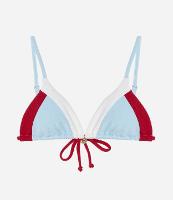 Biquíni Top Cortininha Texturizada com Bloco de Cor e Pingente de Conchinha - 1