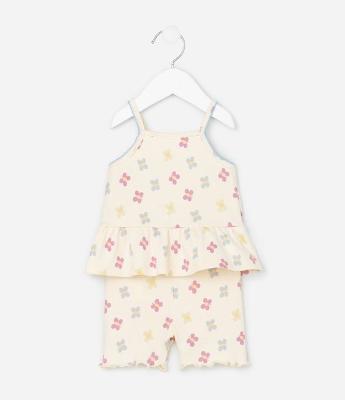 Conjunto Infantil com Estampa de Borboletas - Tam 0 a 18 Meses