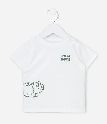 Camiseta Infantil com Estampa de Dinossauro - Tam 0 a 18 Meses