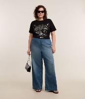 Camiseta Alongada em Algodão com Onça em Foil Curve & Plus Size - 2