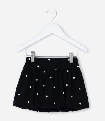 Saia Infantil Balonê com Estampa Poá Texturizada - Tam 1 a 6 Anos