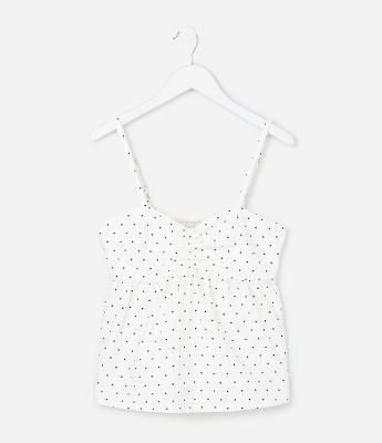 Blusa Bata Infantil em Sarja com Estampa Poá - Tam 7 a 16 Anos