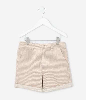 Bermuda Infantil em Sarja com Estampa de Listras - Tam 1 a 6 Anos