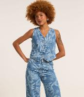 Calça Wide Leg em Jeans com Estampa Floral - 1