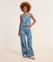 Calça Wide Leg em Jeans com Estampa Floral - 2