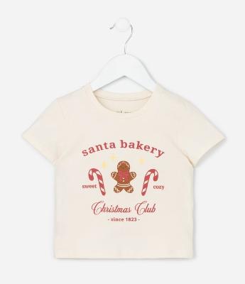 Camiseta Infantil com Estampa Natalina - Tam 1 a 6 Anos