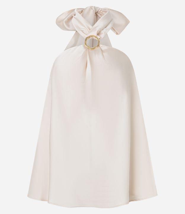 Blusa Frente Única em Cetim com Argola na Gola Cruzada - 1