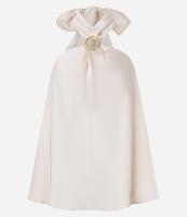 Blusa Frente Única em Cetim com Argola na Gola Cruzada - 1