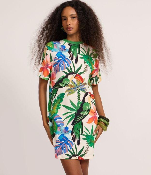 Vestido T-shirt em Viscose com Estampa de Tucano - 3