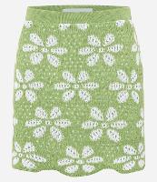 Saia Reta Curta em Tricô com Estampa Floral - 1