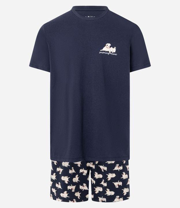 Pijama Curto em Algodão com Estampa de Cachorro - 1