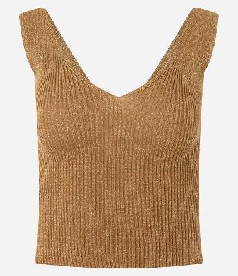 Blusa Regata em Tricô com Decote em V