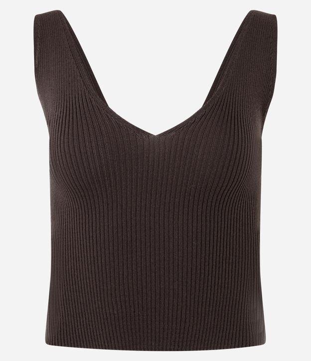 Blusa Regata em Tricô com Decote em V - 1
