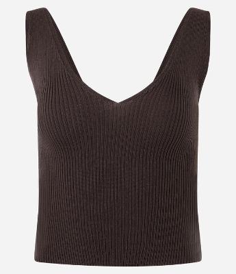 Blusa Regata em Tricô com Decote em V