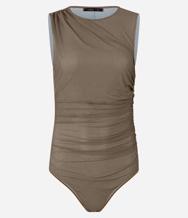 Body em Tule com Gola Redonda e Franzidos - 1