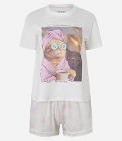 Pijama Short Doll em Algodão com Estampa de Gatinho Pleno - 1