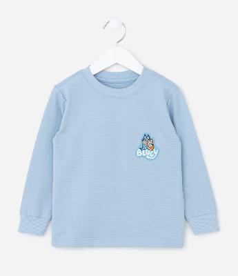 Camiseta Infantil com Estampa Bluey Canelada - Tam 2 a 6 Anos