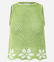 Blusa Regata em Tricô com Flores na Barra - 1